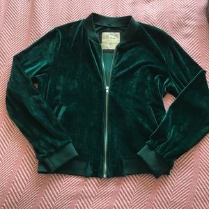 Emerald Velvet Bomber Jacket